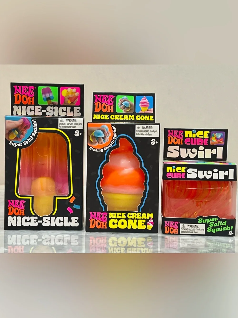 NeeDoh Orange Bundle Set of 3! Nice Sicle, Nice Cream Cone & Nice Cube Swirl